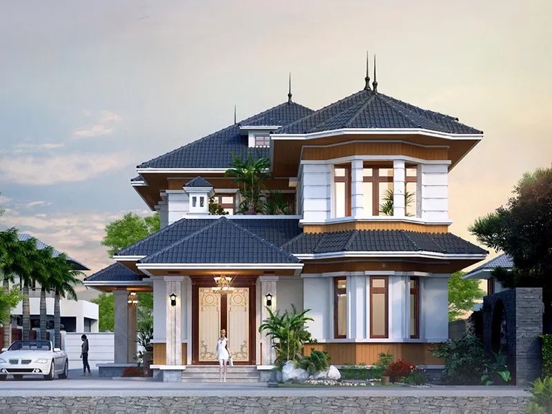 bản thiết kế nhà mái Nhật 2 tầng