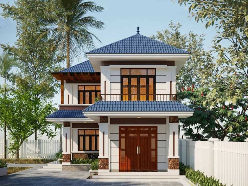 Mê mẩn mẫu biệt thự chữ L 2 tầng mái Nhật