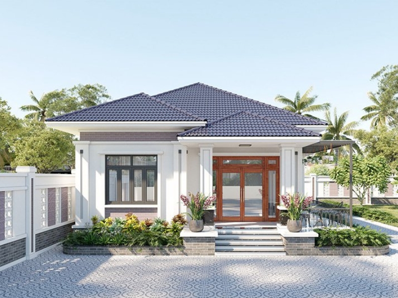 Thiết kế nhà mái Nhật 1 tầng 2 phòng ngủ